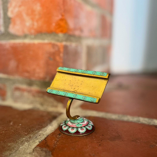 1930’s Art Deco Enamel &amp; Brass Place Card Holder