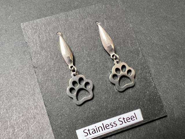 Paw Print Dangle Earrings | Stainless Steel