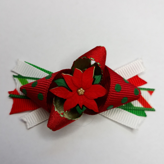 Composition de rubans fantaisie avec poinsettia-noeud pour chien