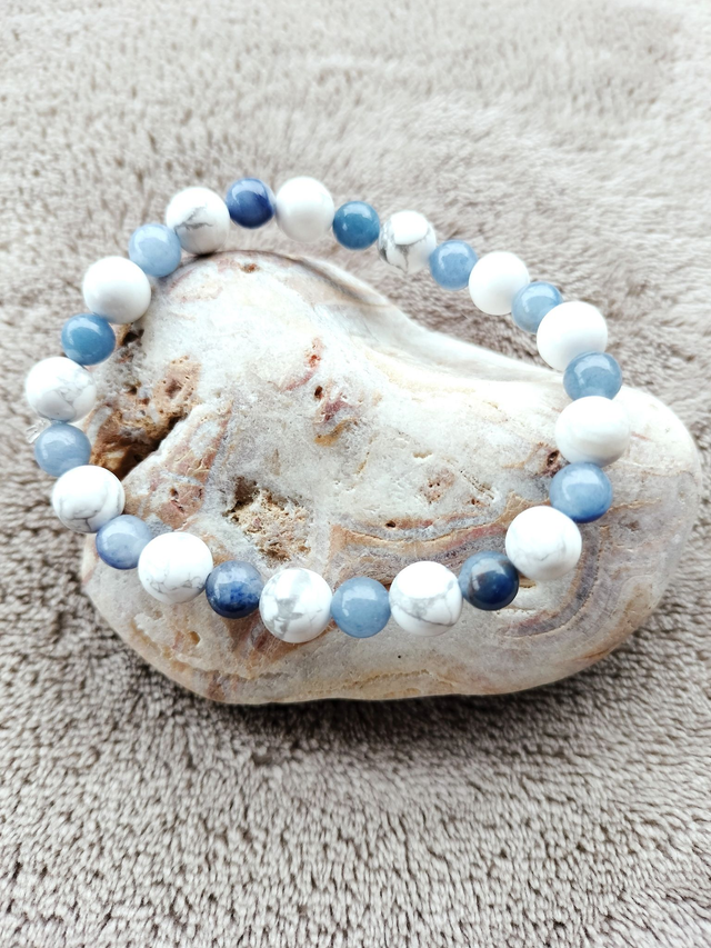 Bracelet femme Howlite/aventurine bleu