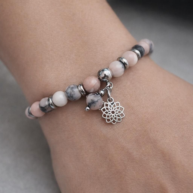 Bracelet Jaspe zèbre rose - Douceur du Cœur & Harmonie Intérieure