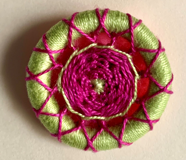 Dorset Button Brooch, Pink Chrysanthemum