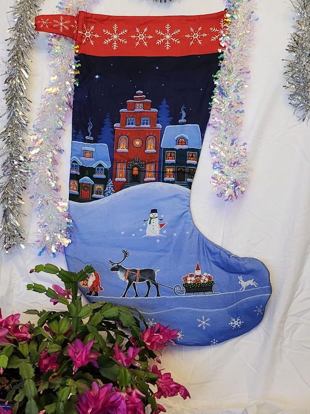 Large Blue Christmas Stocking 