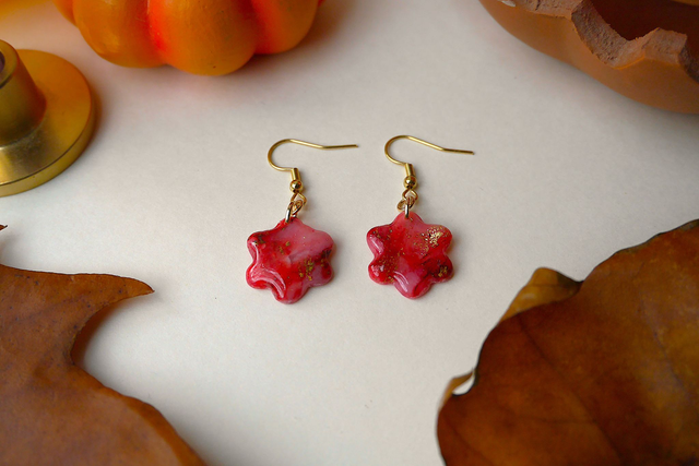 Boucles d'oreilles Halloween effet marbre rouge