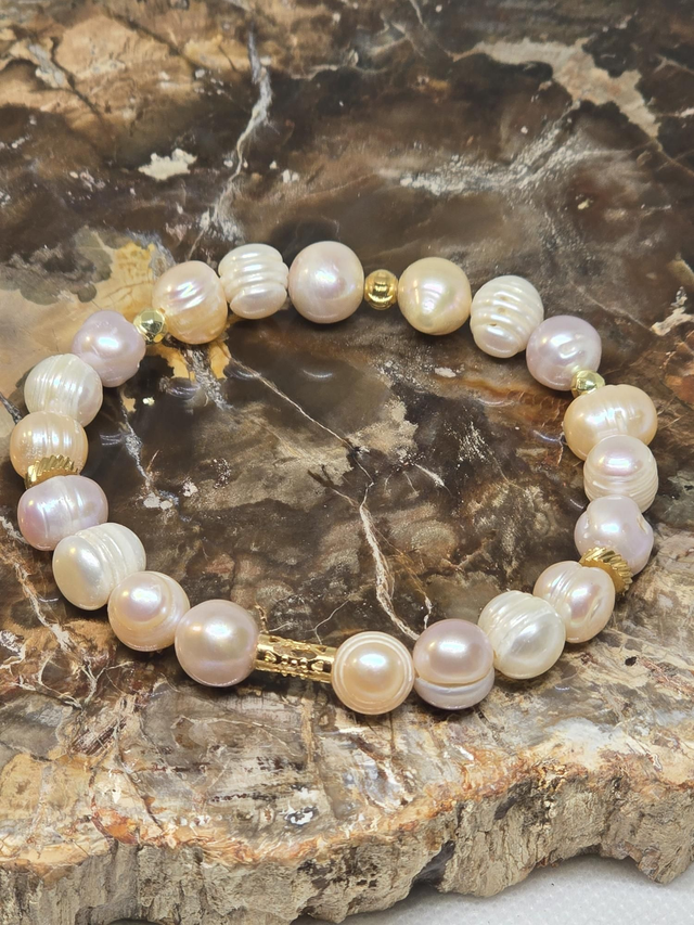 Bracelet Perle de culture d'eau douce multicolore 1 cm