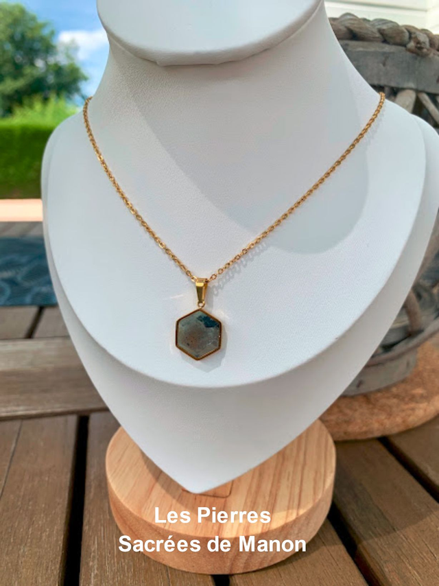 Collier Labradorite grise