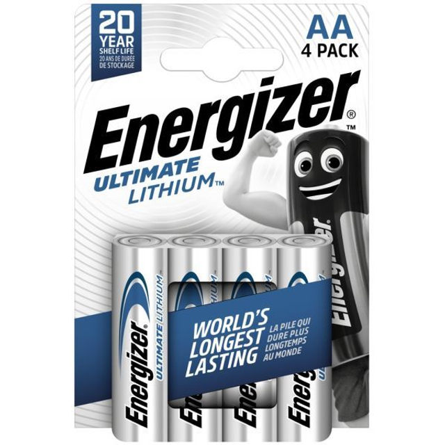 L91 Energizer AA 1.5 Volt Lithium Battery (Pack 4)