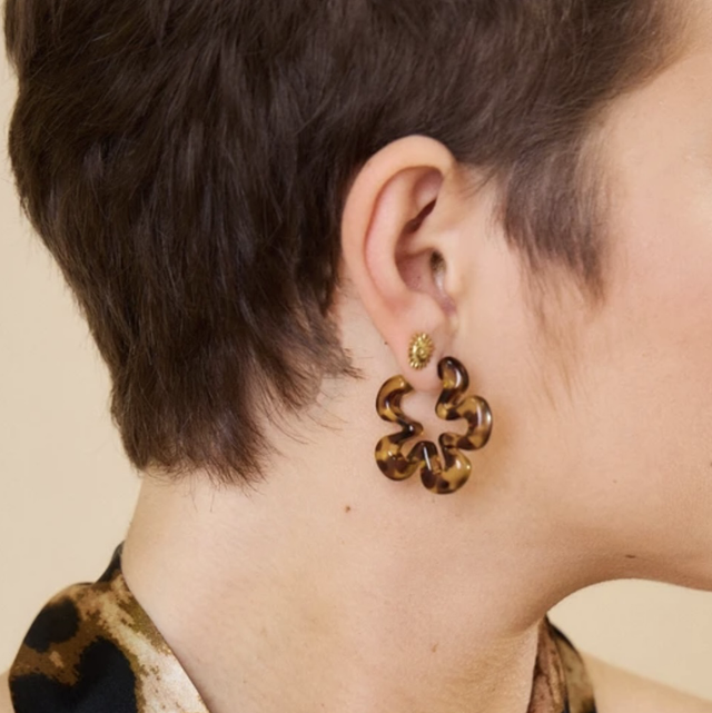 Boucles d’oreilles forme fleur léopard