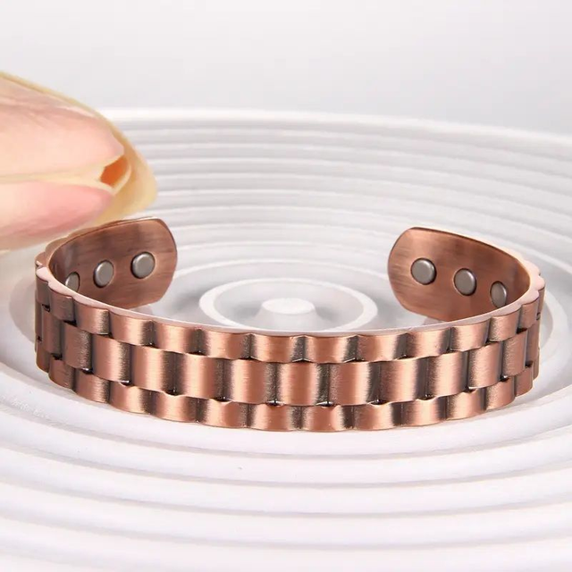 Bracelet de manchette magnétique en cuivre vintage, Ajustable pour Hommes