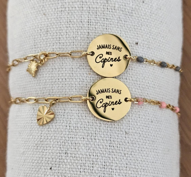 Bracelet chaîne &quot;Jamais sans mes copines &quot;