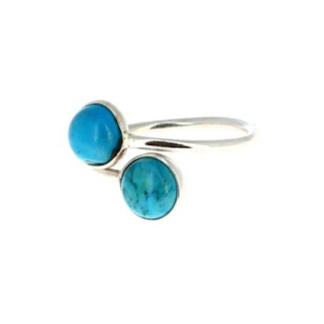 Bague ajustable turquoise reconstituée argent 925