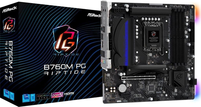 02.2.0094 – Scheda Madre ASRock B760M PG Riptide DDR5 – Micro‑ATX gaming compatto per Intel 12ª/13ª/14ª Gen