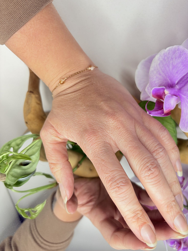 Bracelet citrine en acier inoxydable doré