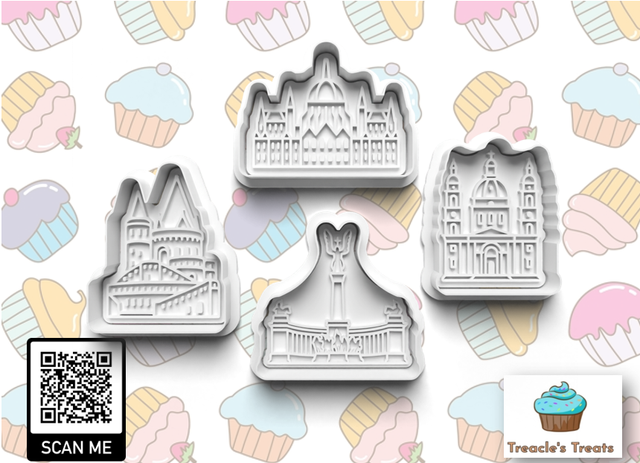 Budapest Theme Fondant/cookie stamps with cutters