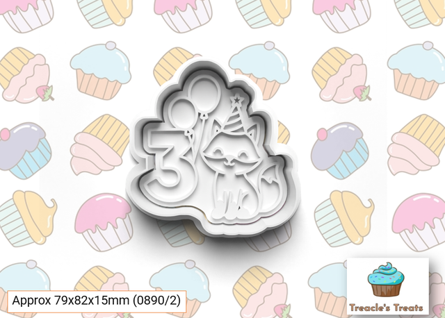 Happy Birthday number 3 Fondant/cookie stamp with cutter