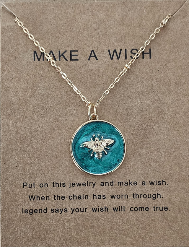Round Bee Pendant Necklace