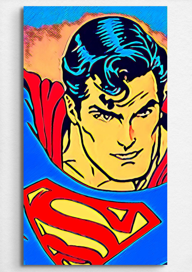 Superman, Comic Book Style Stretched Canvas Artwork, 