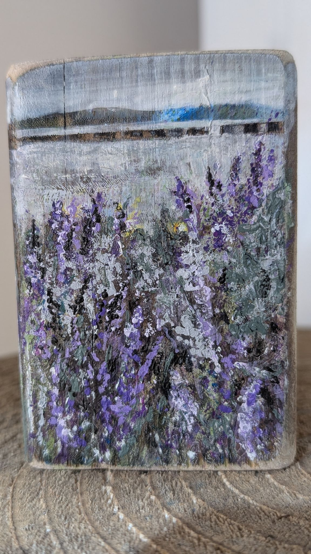 Arnside Lavender and Viaduct - Tealight Holder Reclaimed Wood