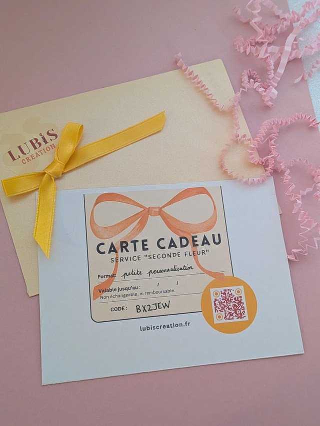 Carte Cadeau, Service SECONDE FLEUR 
