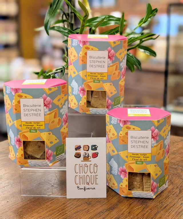 Biscuit apéritif Fromage Fleur de Sel Bio de la Biscuiterie Stephen Destrée