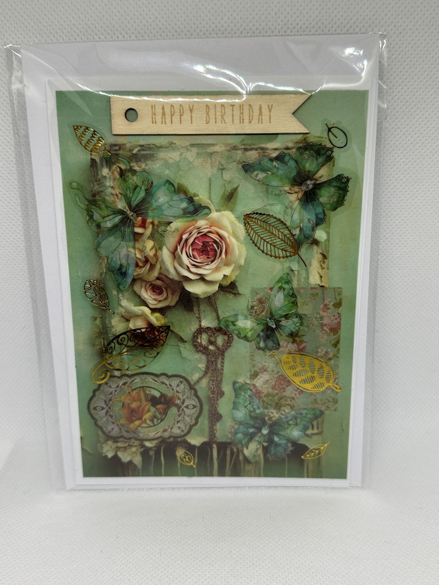 Geburtstagskarte Rose Mint