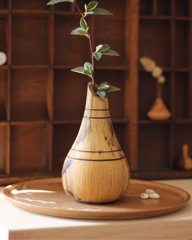 Soliflore unique en bois tourné