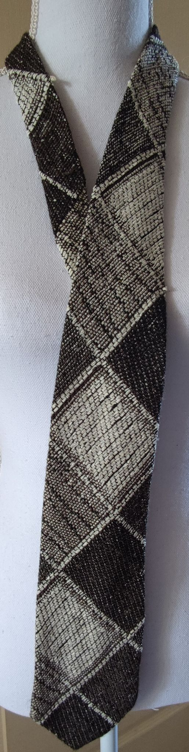 Cravate à carreaux beige/marron