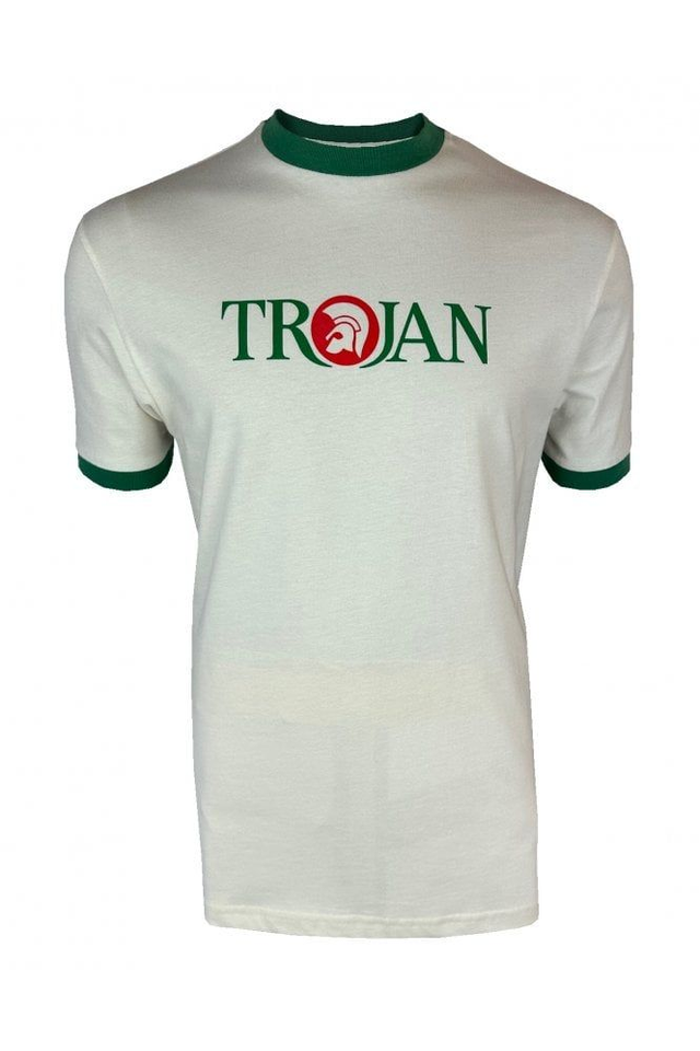 Trojan TC1014 Logo Ringer Tee - Ecru