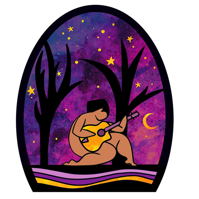 "By the waters at night" glitter sticker