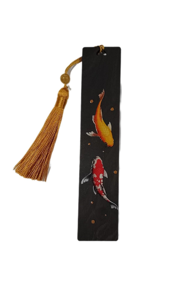 Marque-page japonais carpe koï en bois