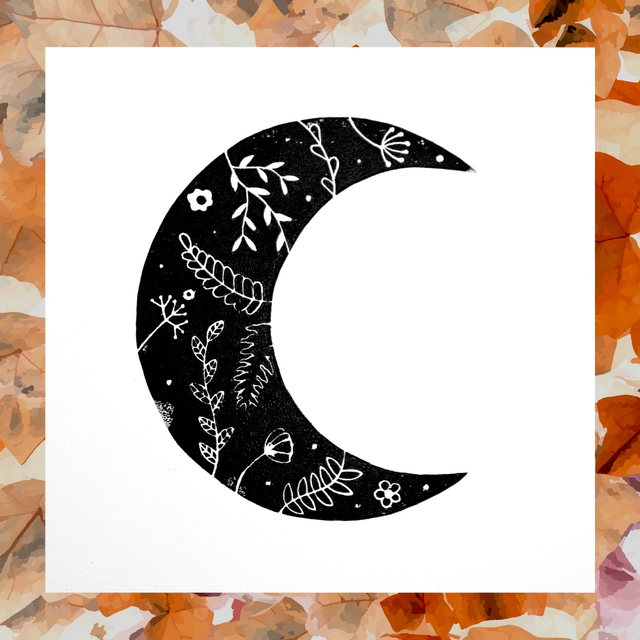 Linogravure 15x15cm Lune 