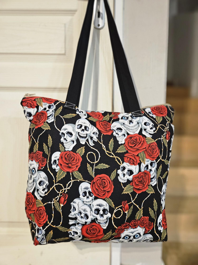 Sac Week-end tête de mort fleurs Rouges