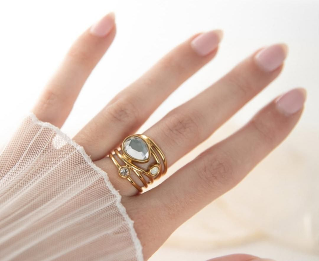 Bloom opal doré acier inoxydable 