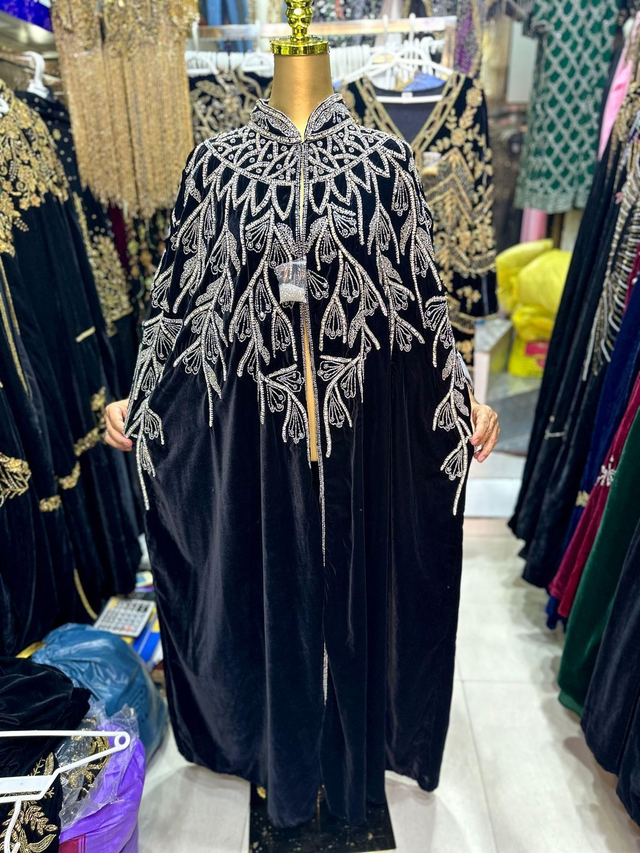 Cape Velours noir argenté plein T.U