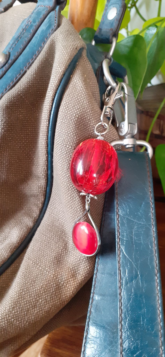 Rubis Bijoux de Sac à main, Rouge rubis, argenté