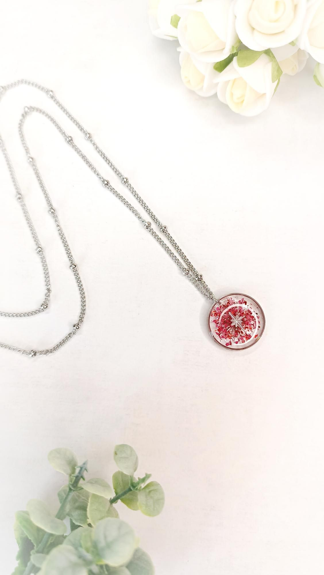 KALLISTA Argenté Sautoir - Rouge Capucine 