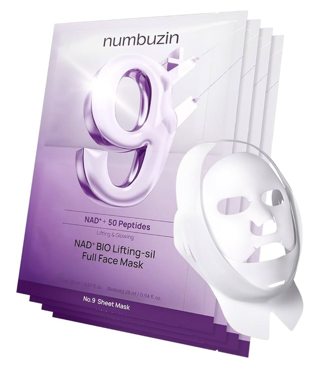 NUMBUZIN No.9 NAD Bio Lifting-sil Full Face Mask (4Pc) + reusable face wrap 