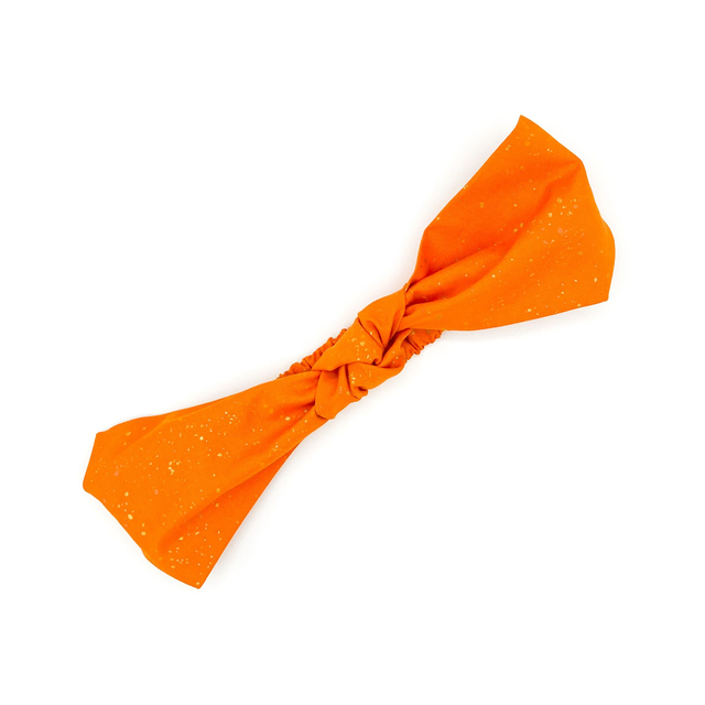 Knotted Elasticated Headband - Orange Metallic Gold Speckle