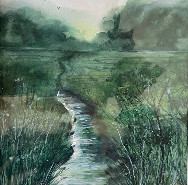 RK81 The Stream by Ruth Kirkby, 20 x 20cm Watercolour