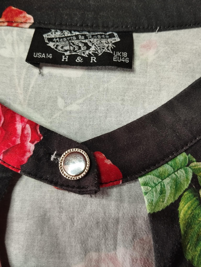 Robe Hearts Roses Black Red Roses T42/44