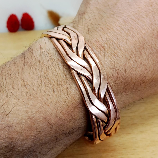 Bracelet en cuivre pur tressé celtique – anti-inflammatoire, homme