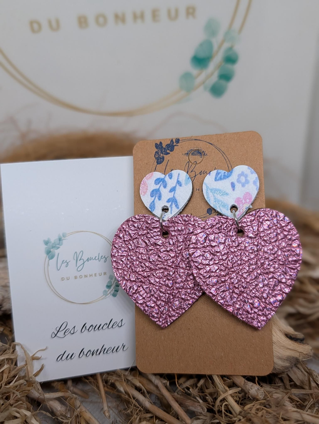 Boucles d'oreilles Louise rose fleurie lo106