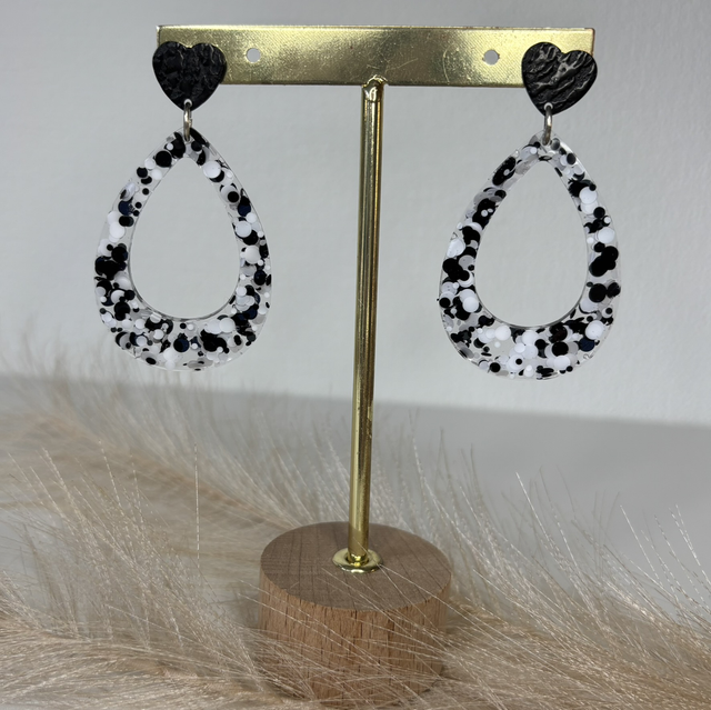Boucles d’oreilles noir et blanche