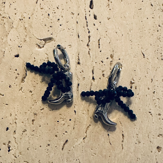 Oorbellen cowboylaarzen zilver 