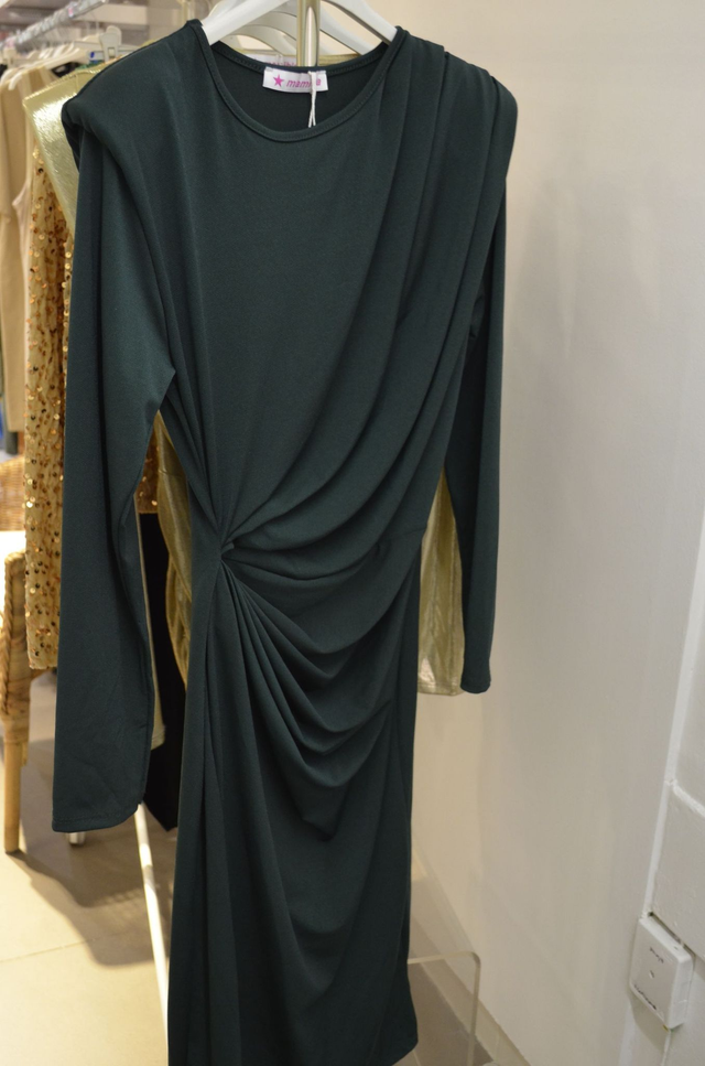 Vestido Drapeado Verde