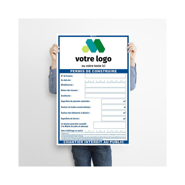 Panneau de permis de construire personnalisé