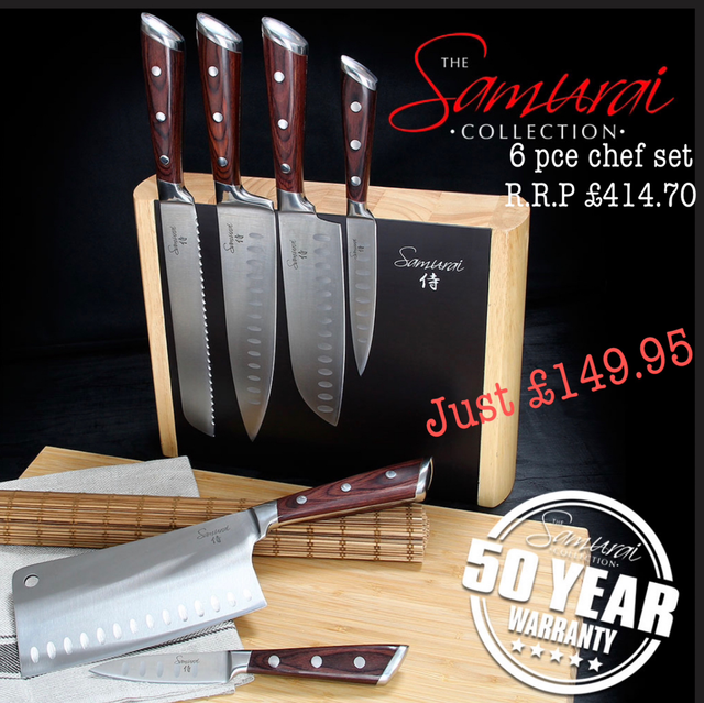 6 pce (W) Samurai Knife Set collection (free postage)