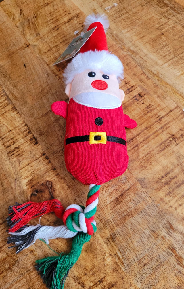 Kerstman met flostouw