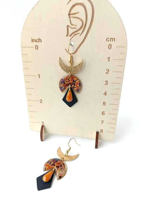 Boucles d'oreilles Upcyclées en Chambre à Air et Papier Recyclés - Bohèmes