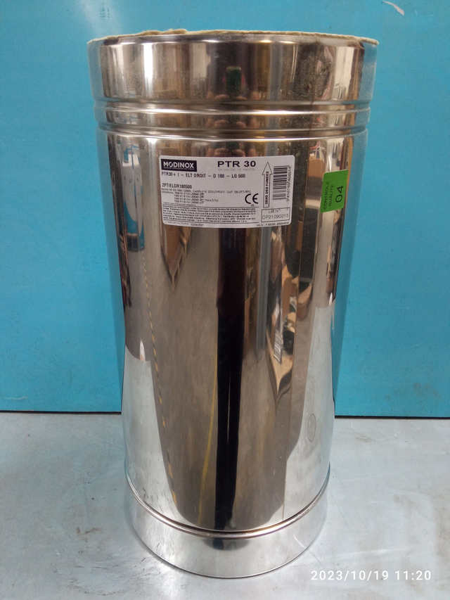 PTR30 - D180 - Élément droit 500 mm INOX - 2PTIELDR180500 